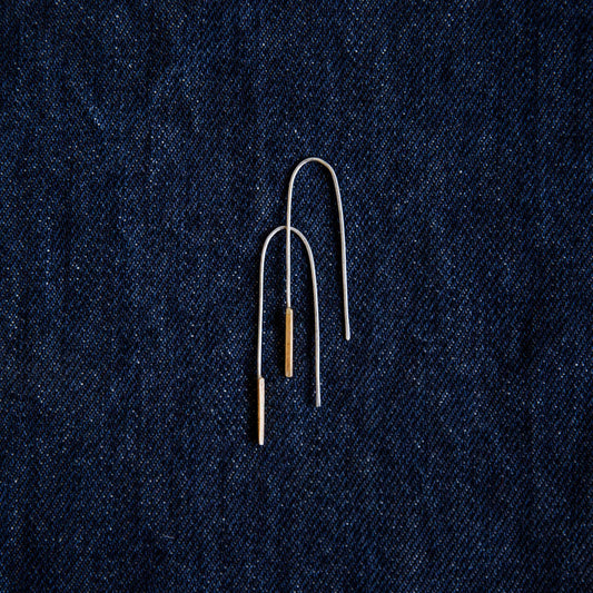 Mini Pencil Earrings, Sterling & Brass