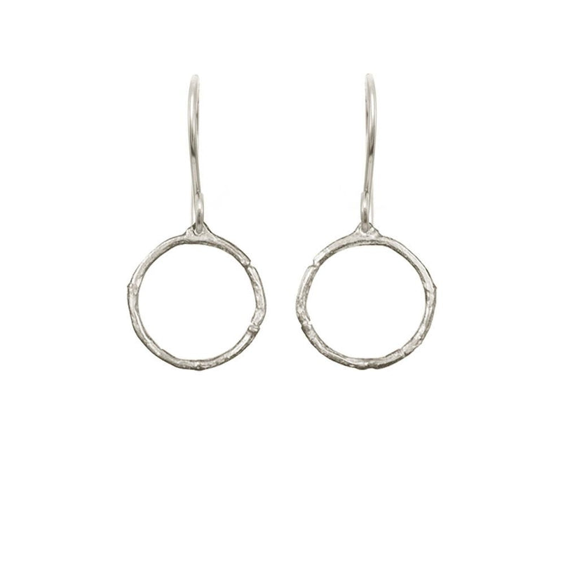 Medium Branch Circle Earrings, Silver