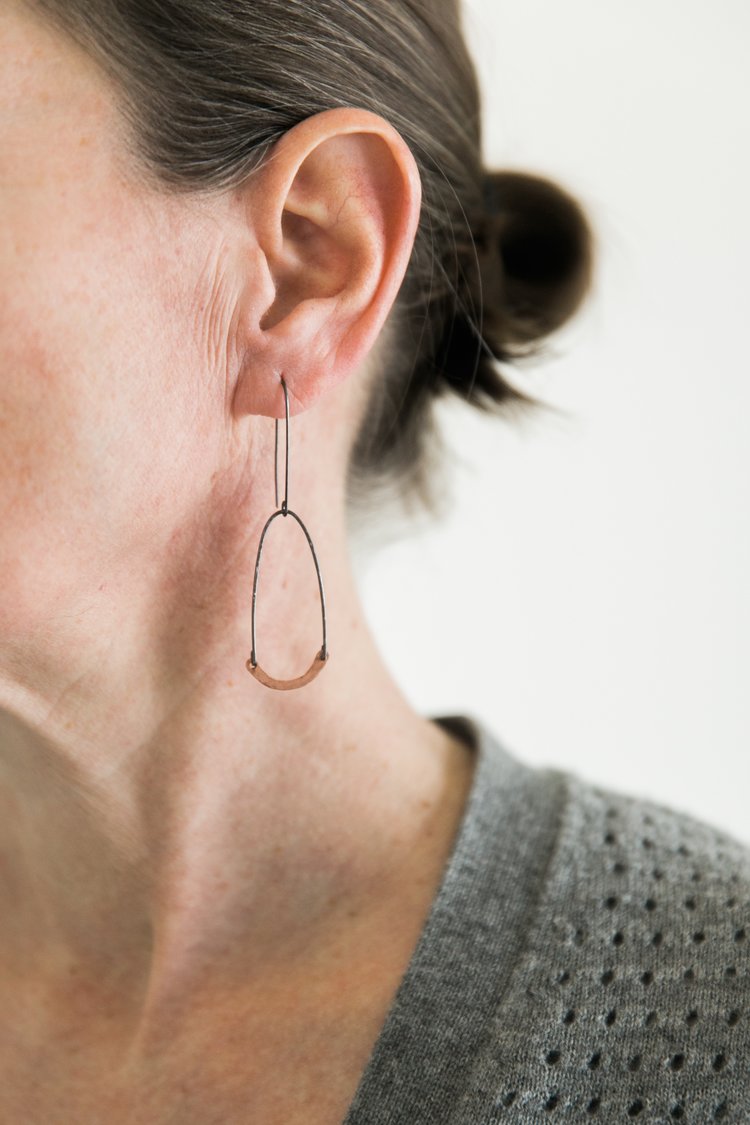 Medium Egg Earrings, Sterling