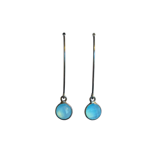 Laila Earrings, Chalcedony, Silver