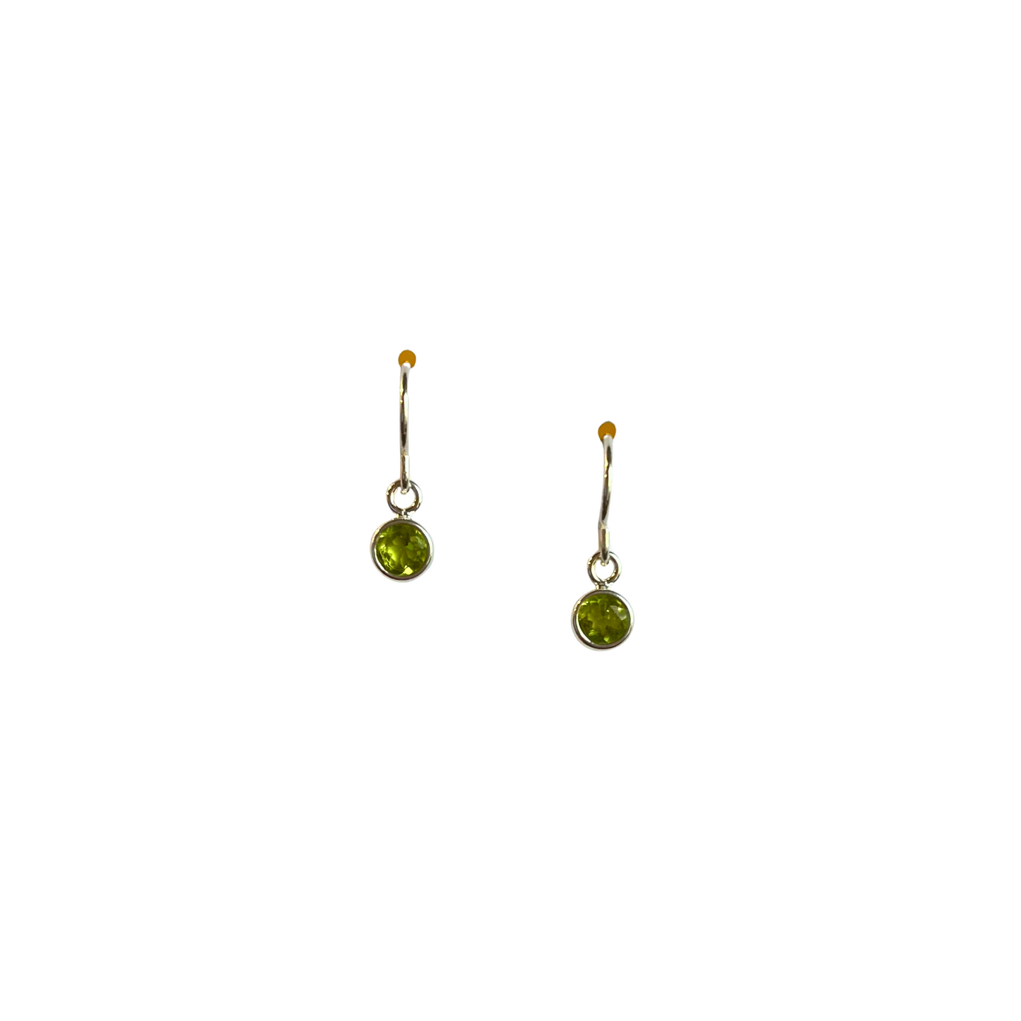 Dainty Peridot Earrings, Round, Silver