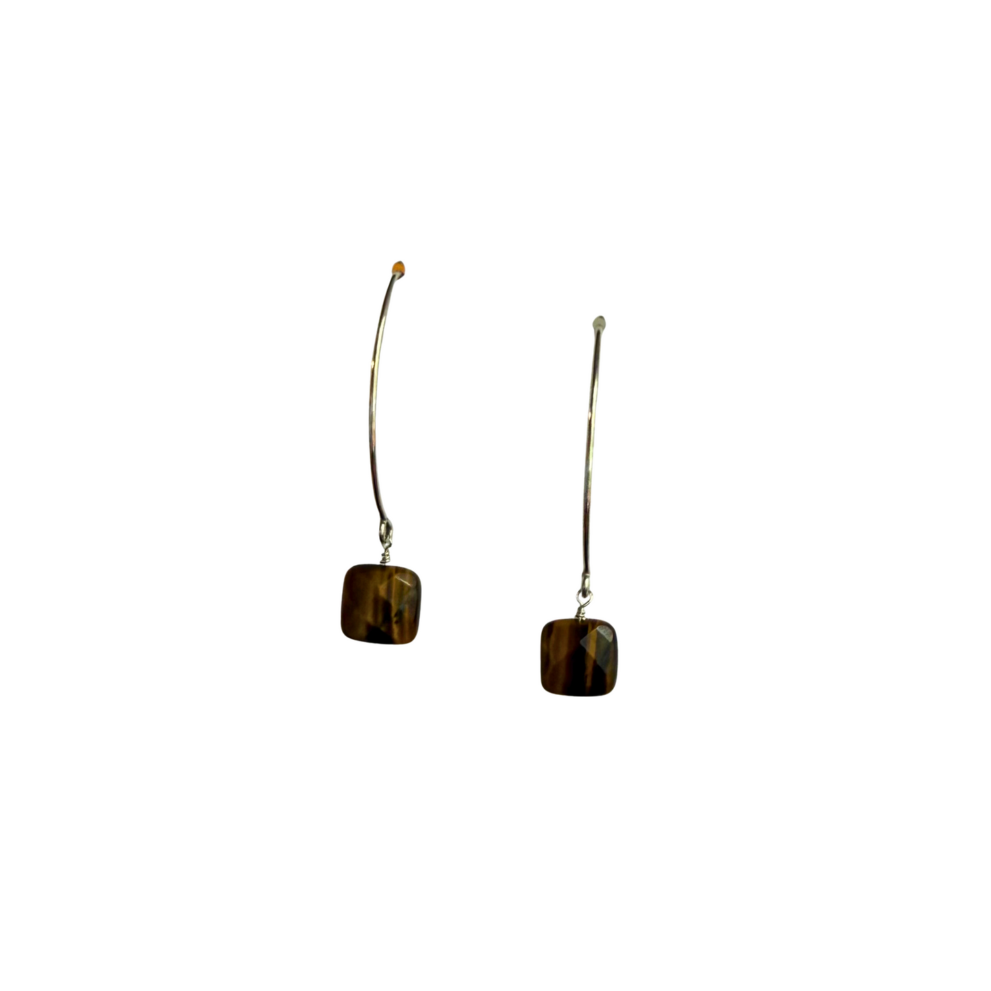 Laila Earrings, Tiger's Eye, Silver