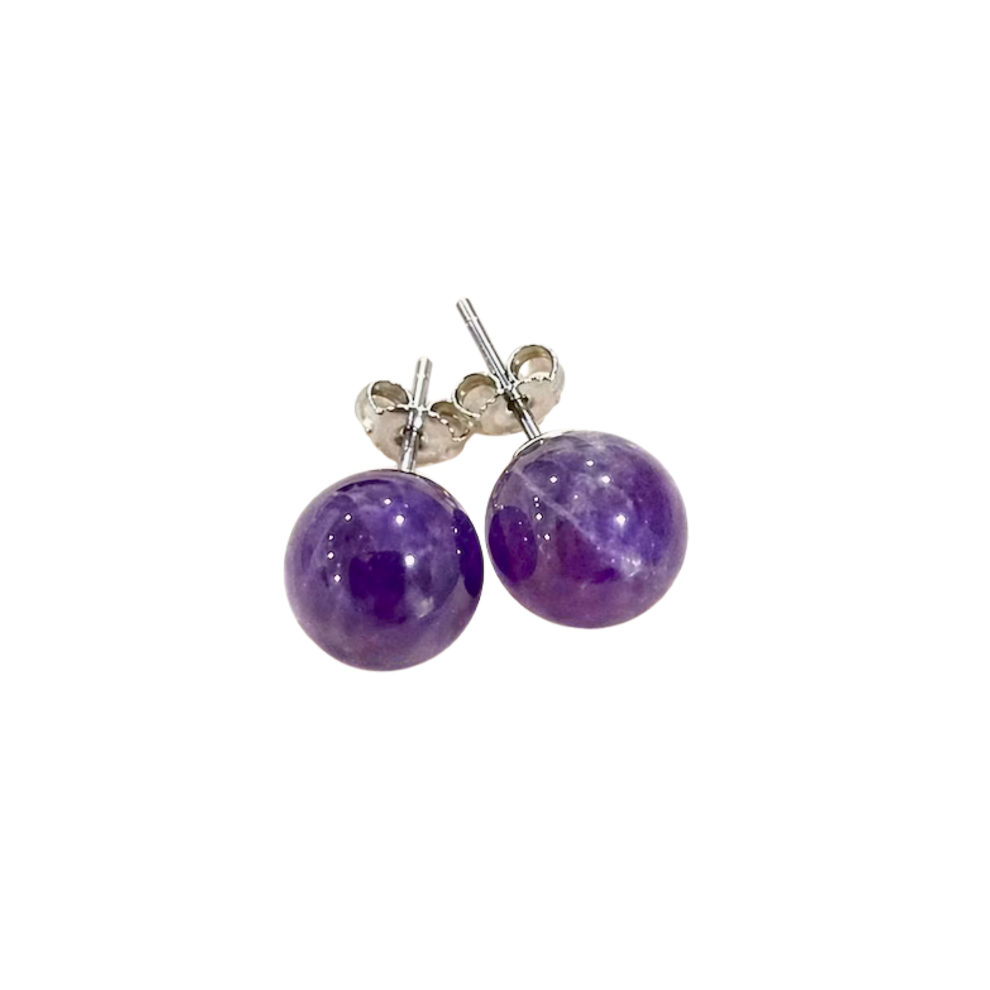 Amethyst Studs, Silver