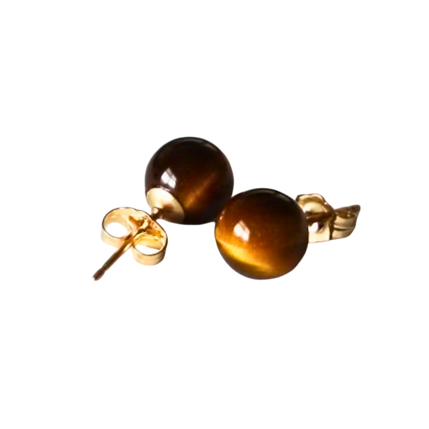 Tiger's Eye Studs, Gold Fill