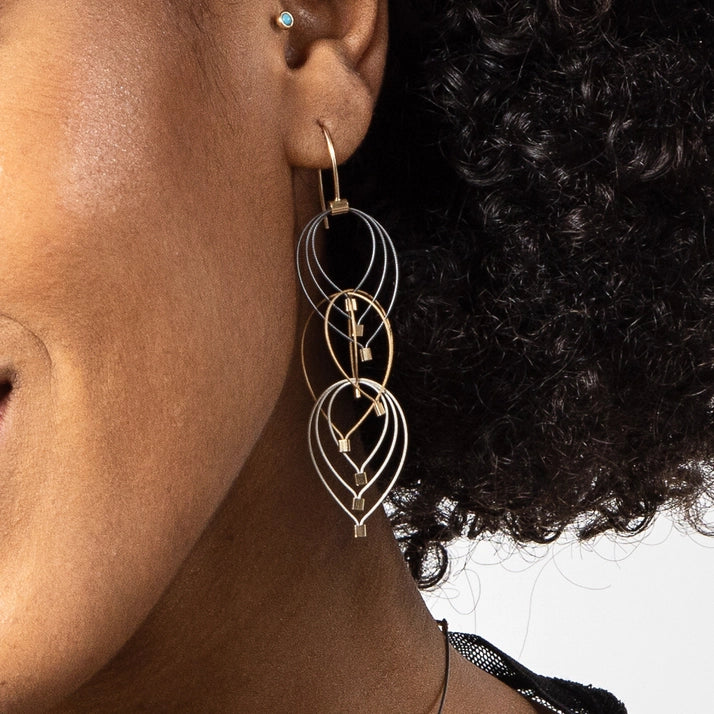 Feather Teardrops Mini Hooks, Ombre Silver, Steel/Bronze/Rose Gold/Gold/Silver