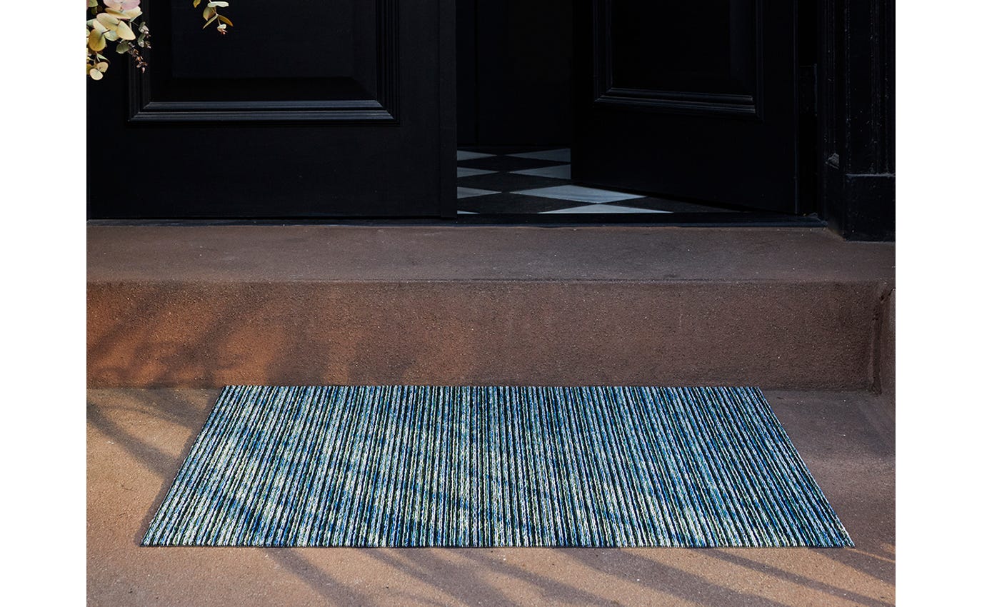 Skinny Stripe Forest Shag Doormat 18x28