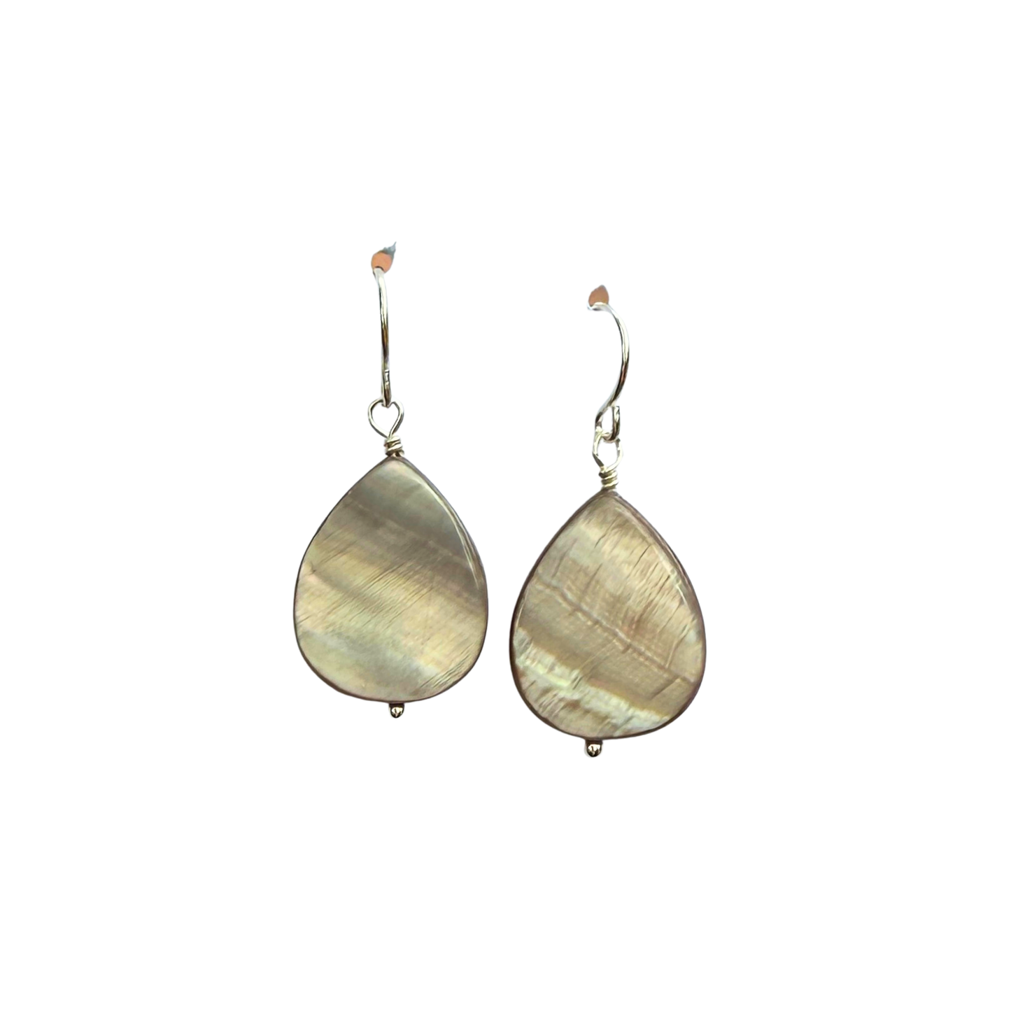Mother of Pearl Dangle Earrings, Silver