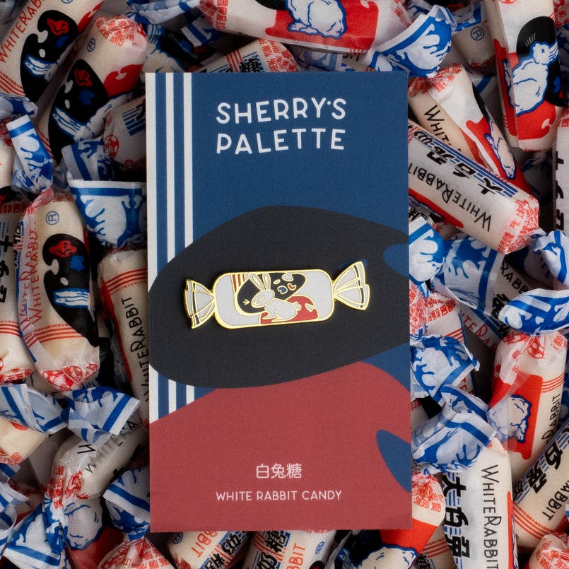 White Rabbit Candy Enamel Pin