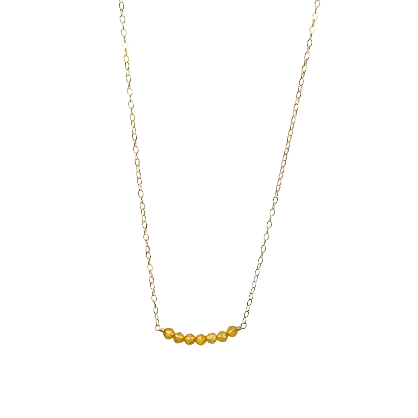 7 Stone Cluster Necklace, Citrine, Gold, 18''