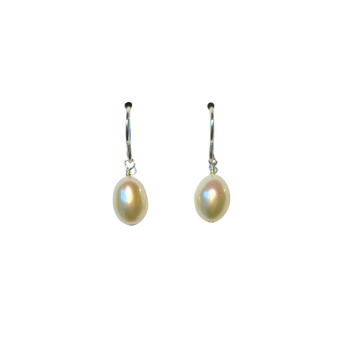 Pearl Earrings, French, Dark Silver