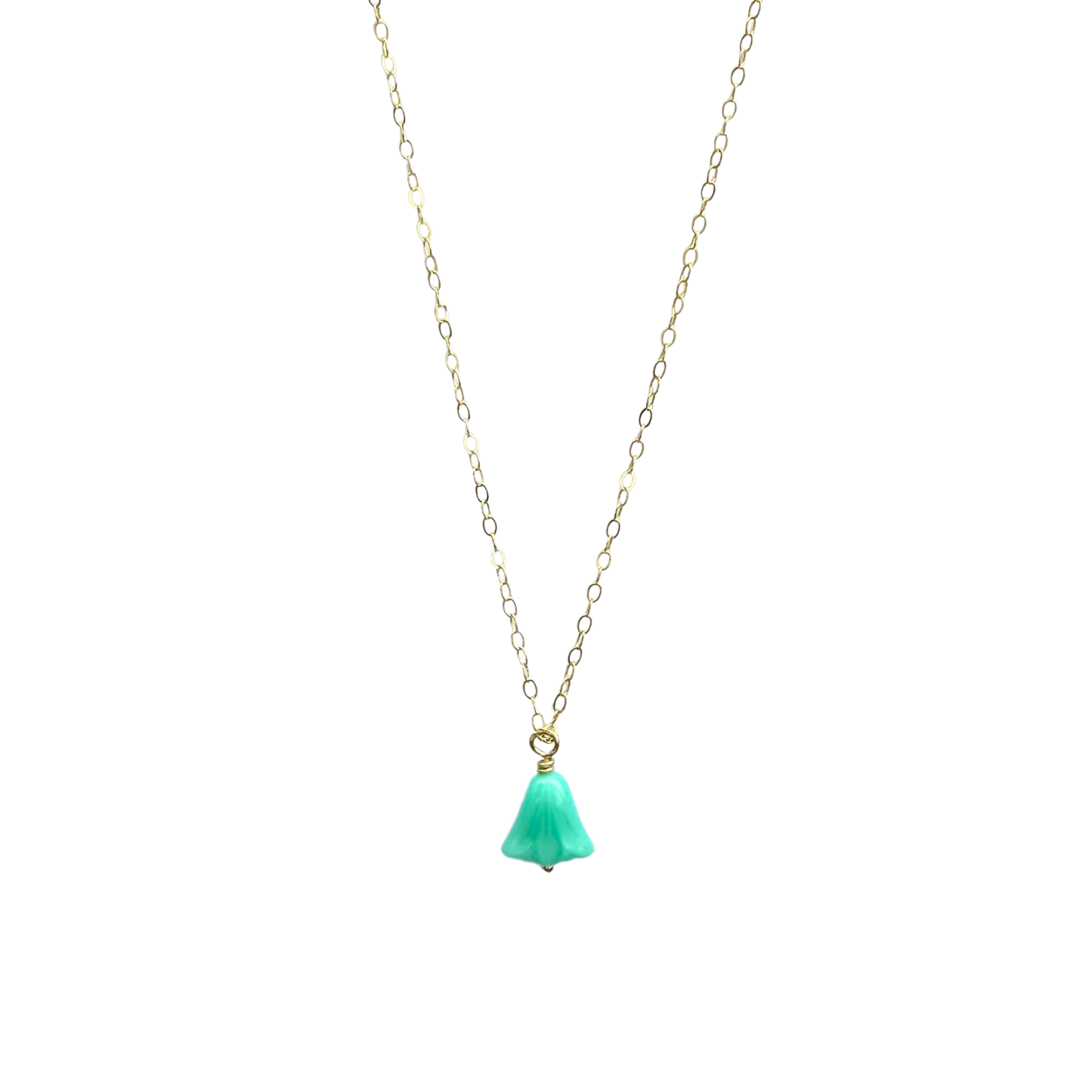Vintage Glass Flower Necklace, Gold, 18"