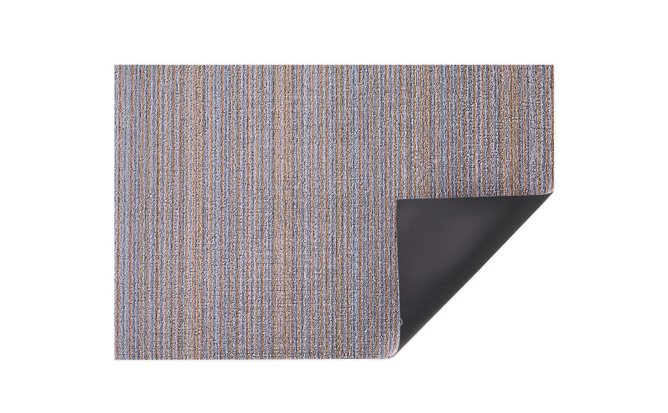 Skinny Stripe Periwinkle Shag Doormat 18x28