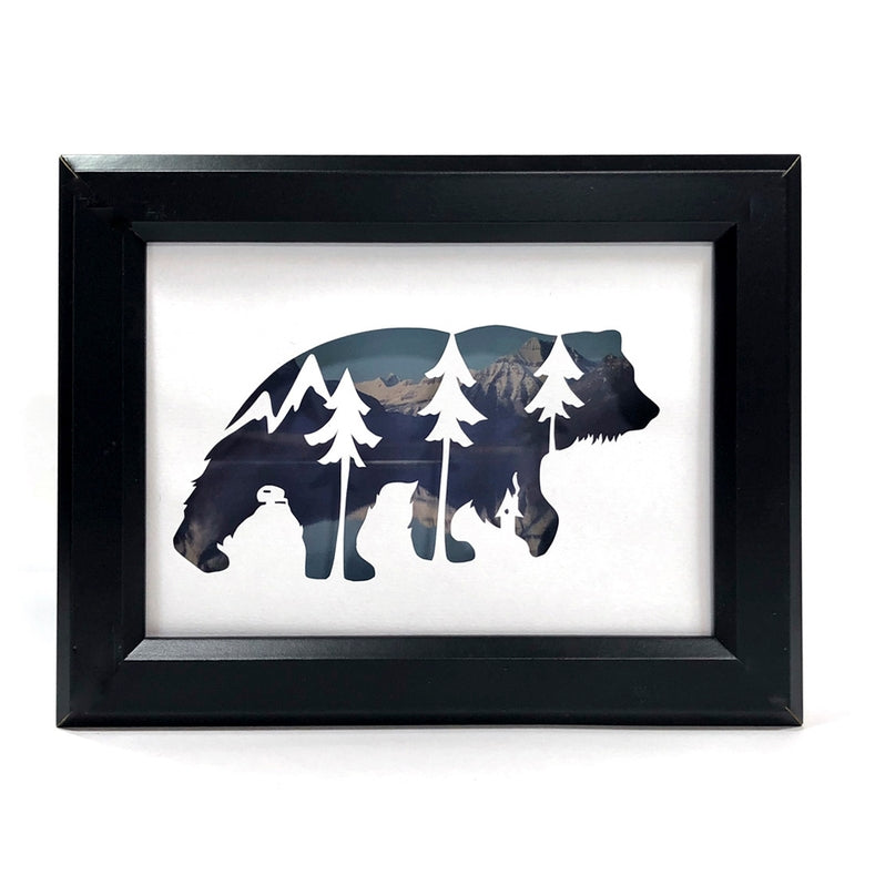 Framed Hand Cut Paper Art - Bear 8 x 10