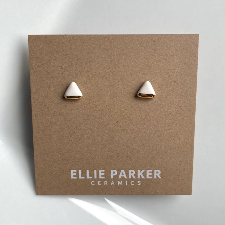 Triangle Stud, Gold Lustre - White