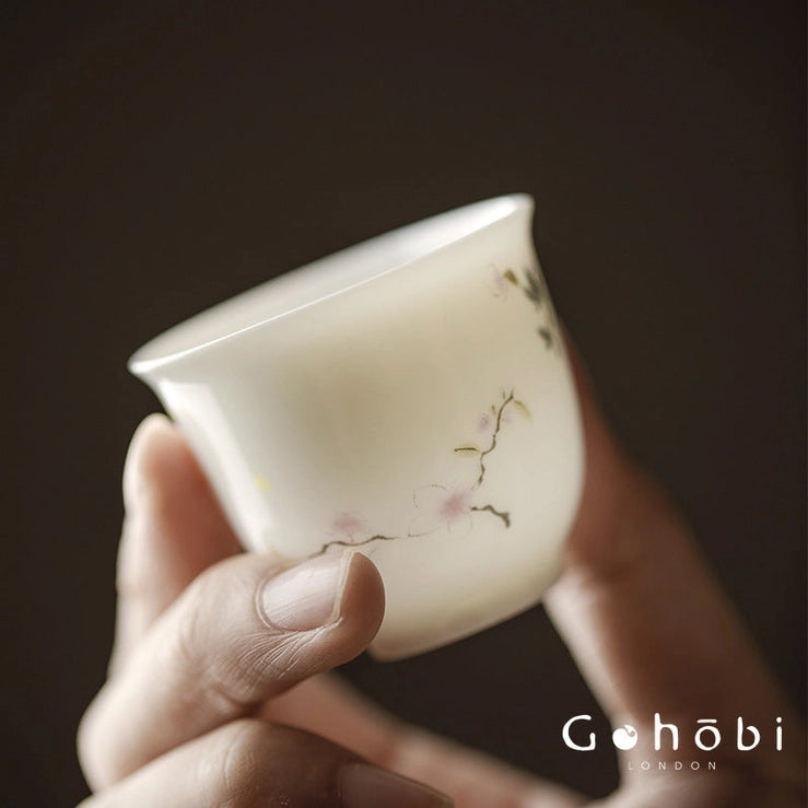 Hand-Painted Porcelain Tea Cup, Flowers