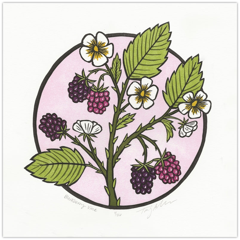 Blackberry Vine Block Print