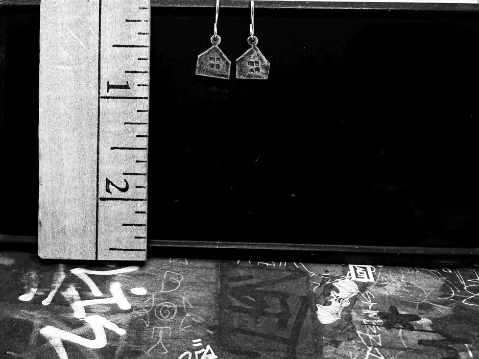 Haven Tiny House Earrings, Silver