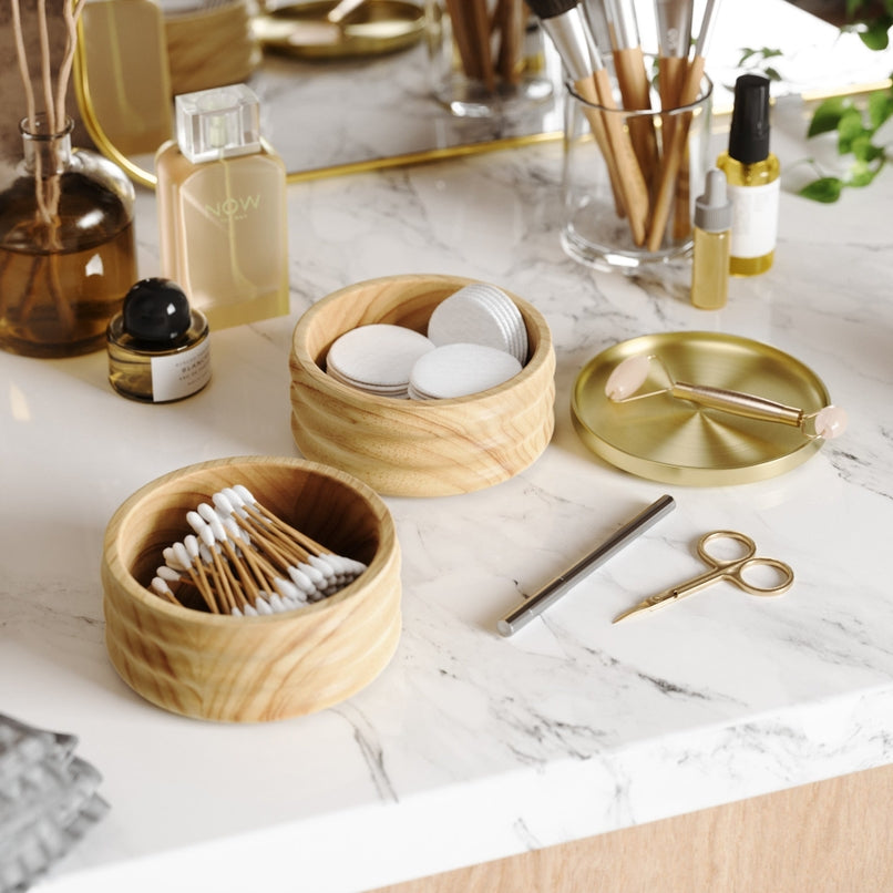 Tesora Wood Storage Box, Natural/Brass