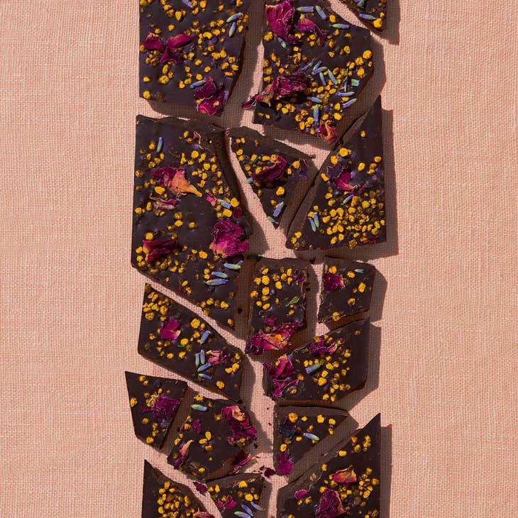 Lavender, Bee Pollen, Rose Petal Chocolate Bar