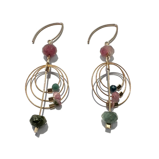 Delightful Caviar Clusters Earrings - Tourmaline&Gold