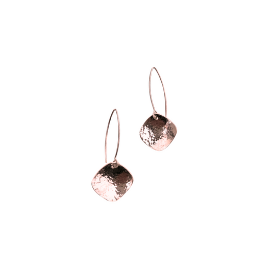 Cushion Earrings, Marquis, Rose Vermeil