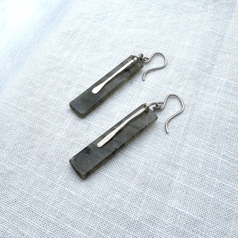 Slice Earrings, Labradorite and Silver
