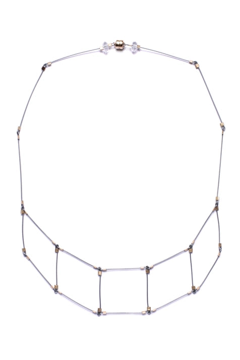 5 Squares Necklace, Steel + Silver
