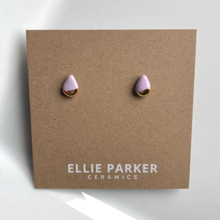 Teardrop Studs, Gold Lustre - Lilac