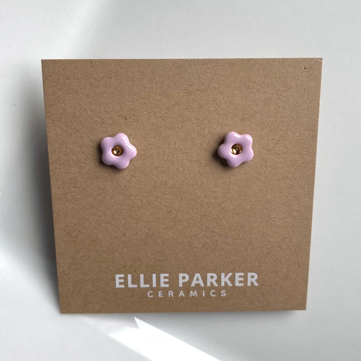 Flower Studs, Gold Lustre - Lilac