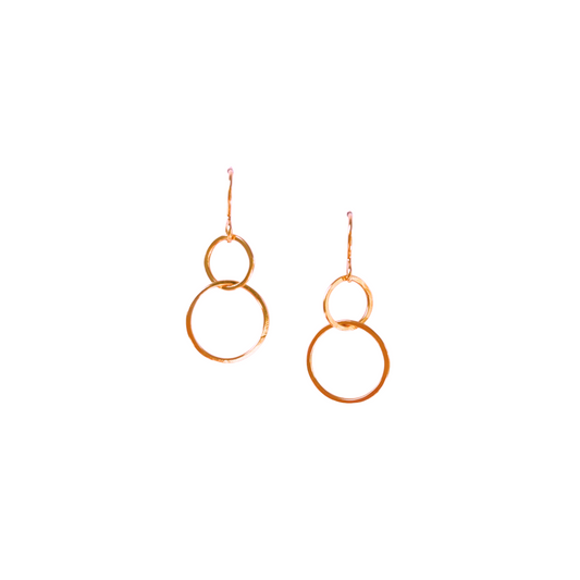 Double Circle Earrings, Rose Vermeil