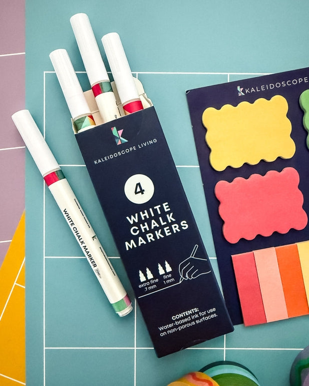 Fine Tip White Liquid Chalk Markers, Set/4