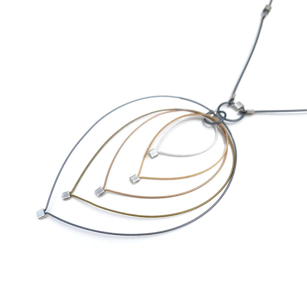 Feather Teardrop Pendant - Ombre/Gold