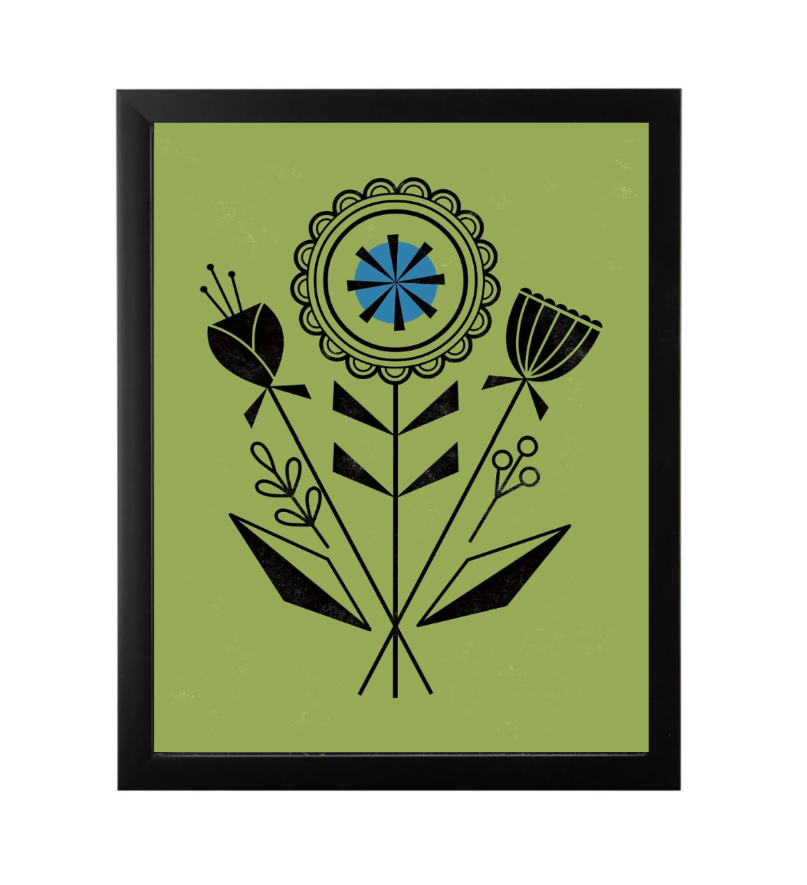 Modern Flower Print Peridot, Framed