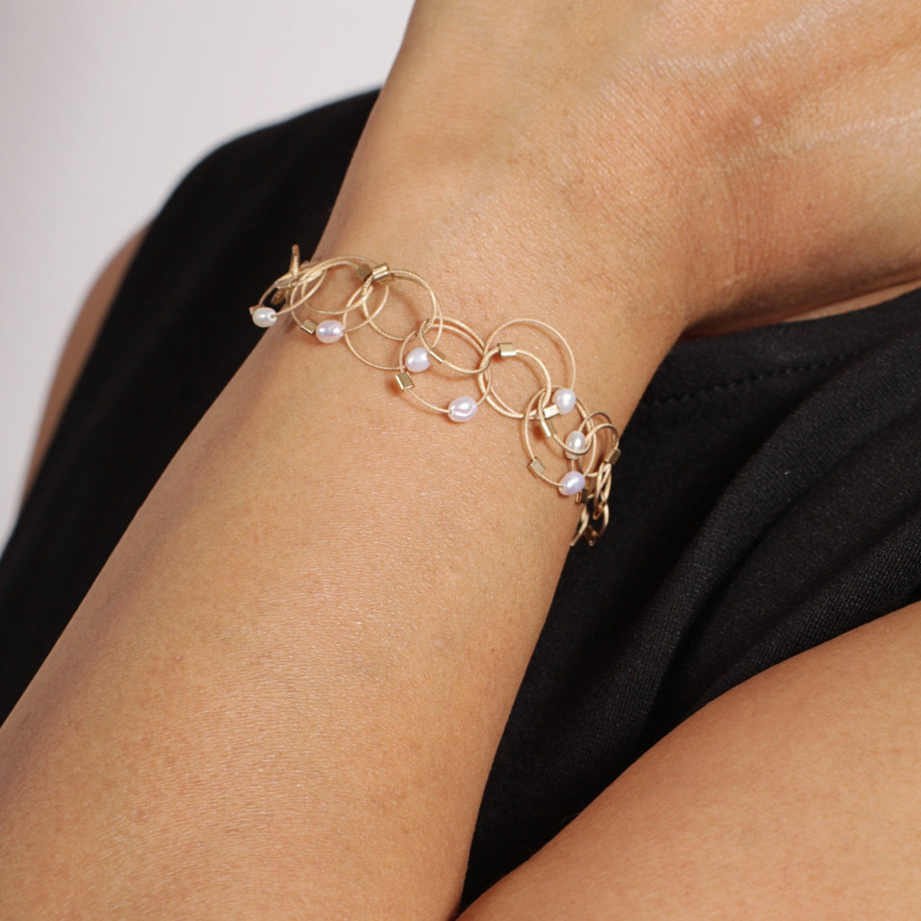 Vertigo Mini Bracelet, Pearl+Gold