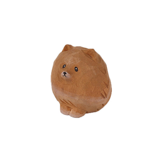 Handcarved Wooden Pomeranian Dog