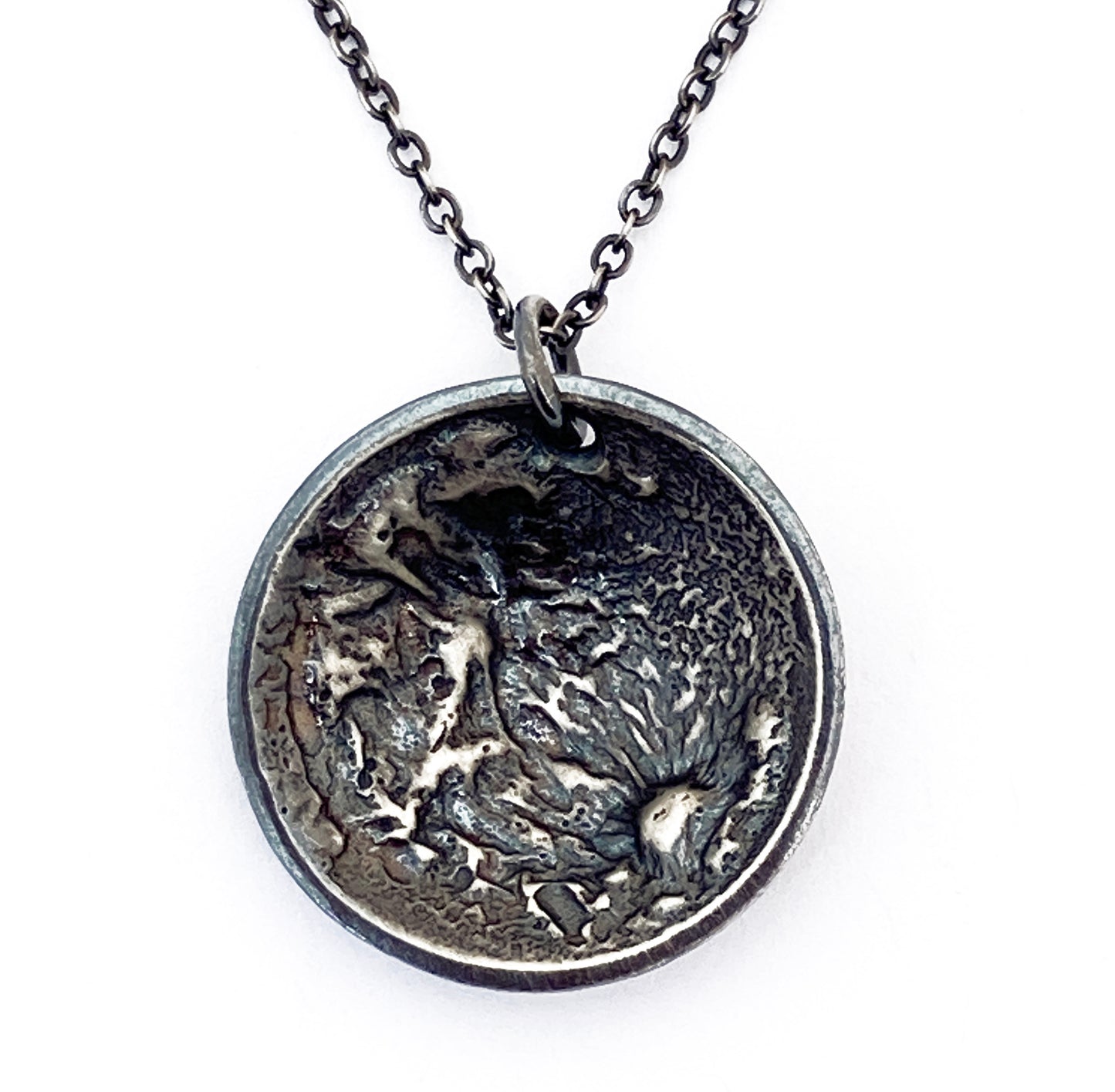 Lunar Landing Necklace, Large, Dark Silver