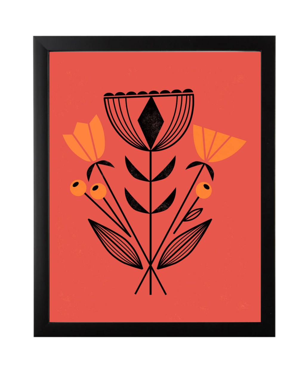 Modern Flower Print Ruby, Framed