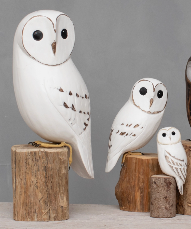 Hand Carved Baby Barn Owl, Medium