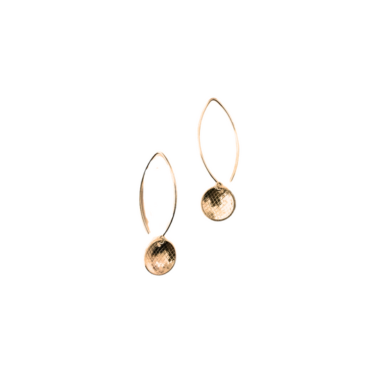 Concave Tulle Earrings, Lg Marquis, Rose Vermeil