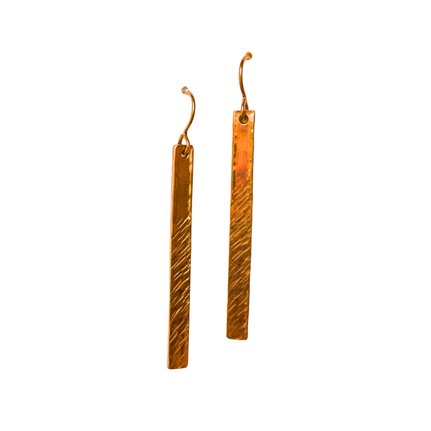 Barred Earrings, Long, Rose Vermeil