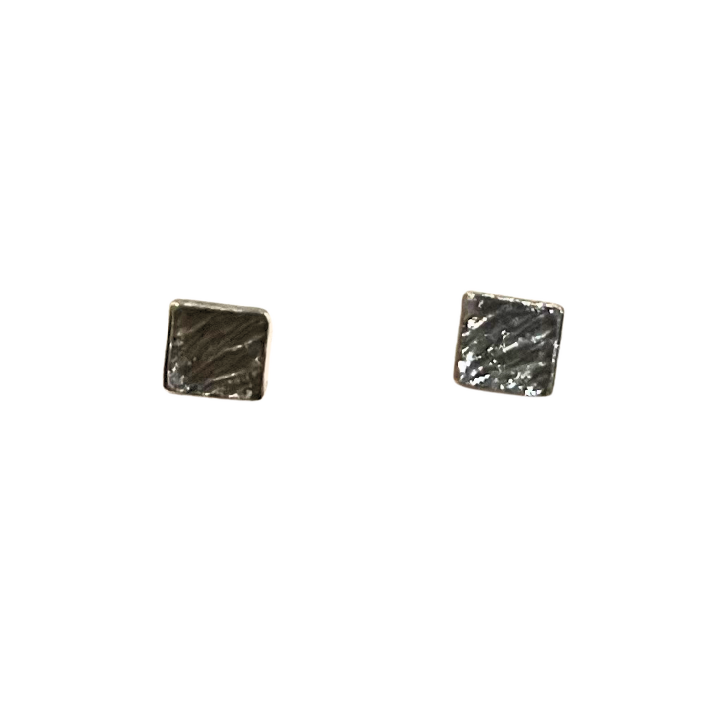 Barred Square Studs, Hatch, Dark Silver
