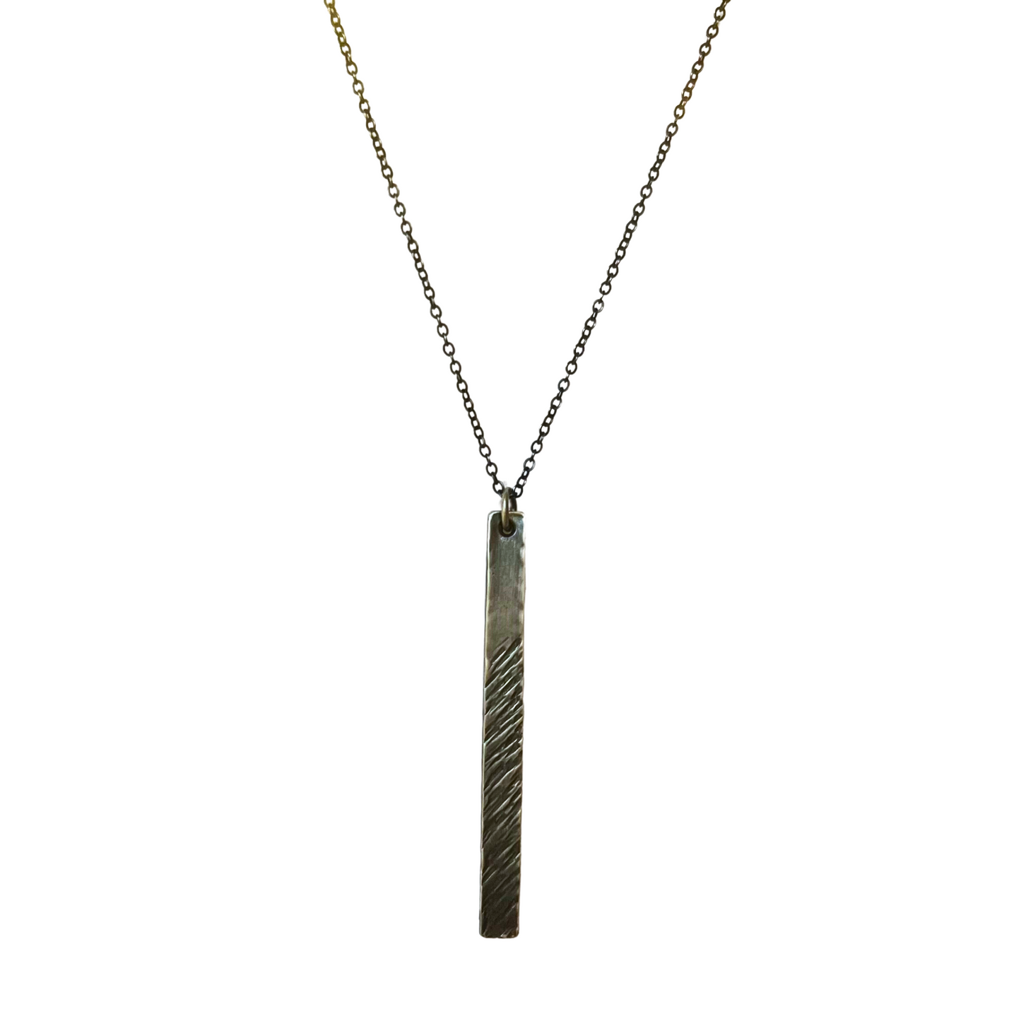 Barred Necklace, Hatch, Dark Silver