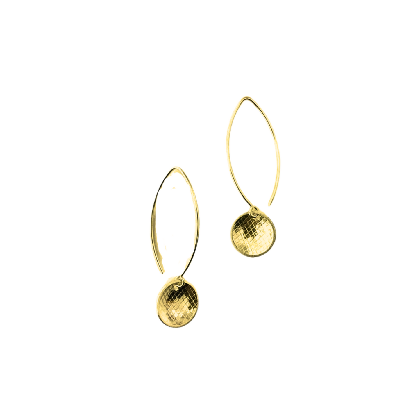 Concave Tulle Earrings, Marquis, 24k Vermeil