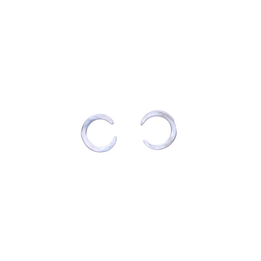 Crescent Moon Studs, Silver