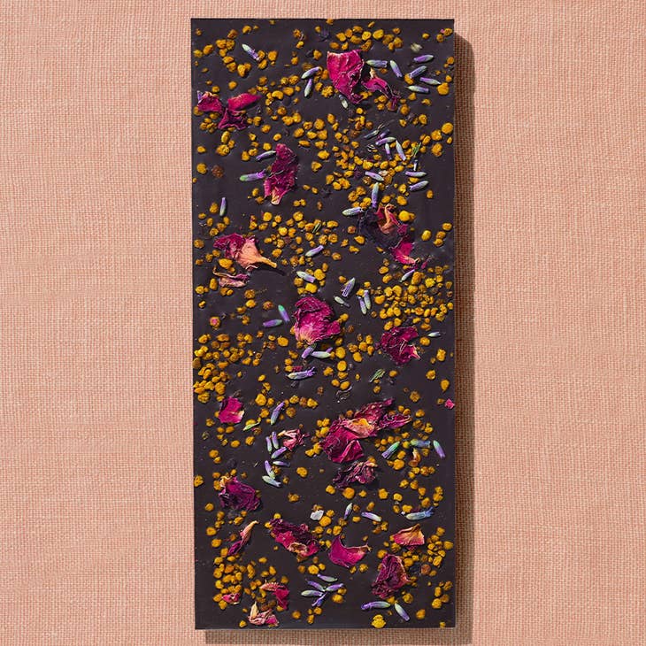 Lavender, Bee Pollen, Rose Petal Chocolate Bar