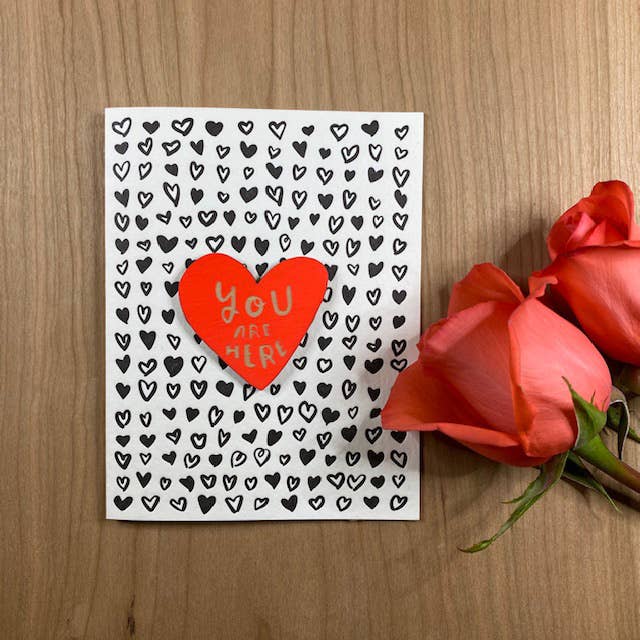 You are here heart card + magnet