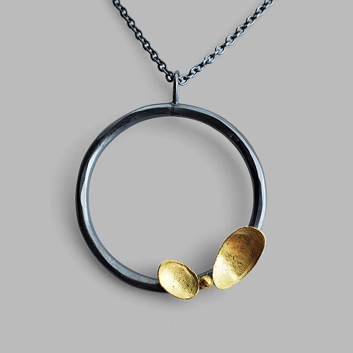 Aerie Necklace - Ox Silver & 18k Gold