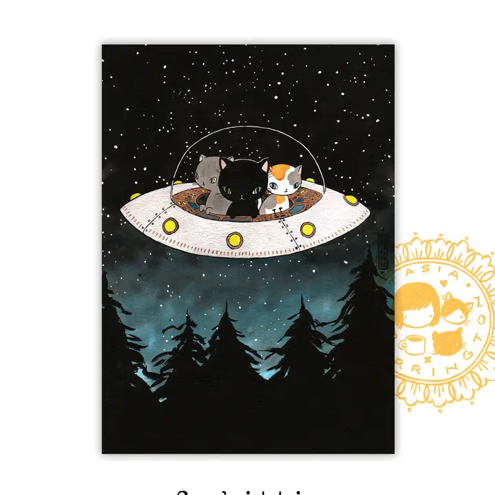 UFO Kitties, 8x10 Print