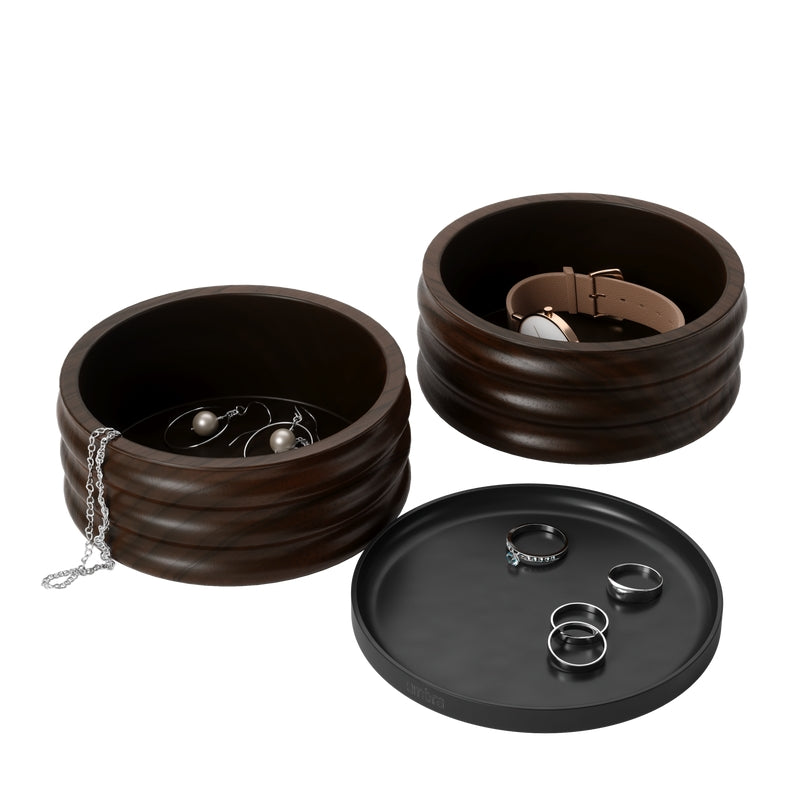 Tesora Wood Storage Box, Black/Walnut