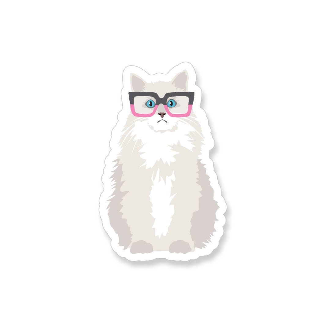 Cat with Glasses Sticker